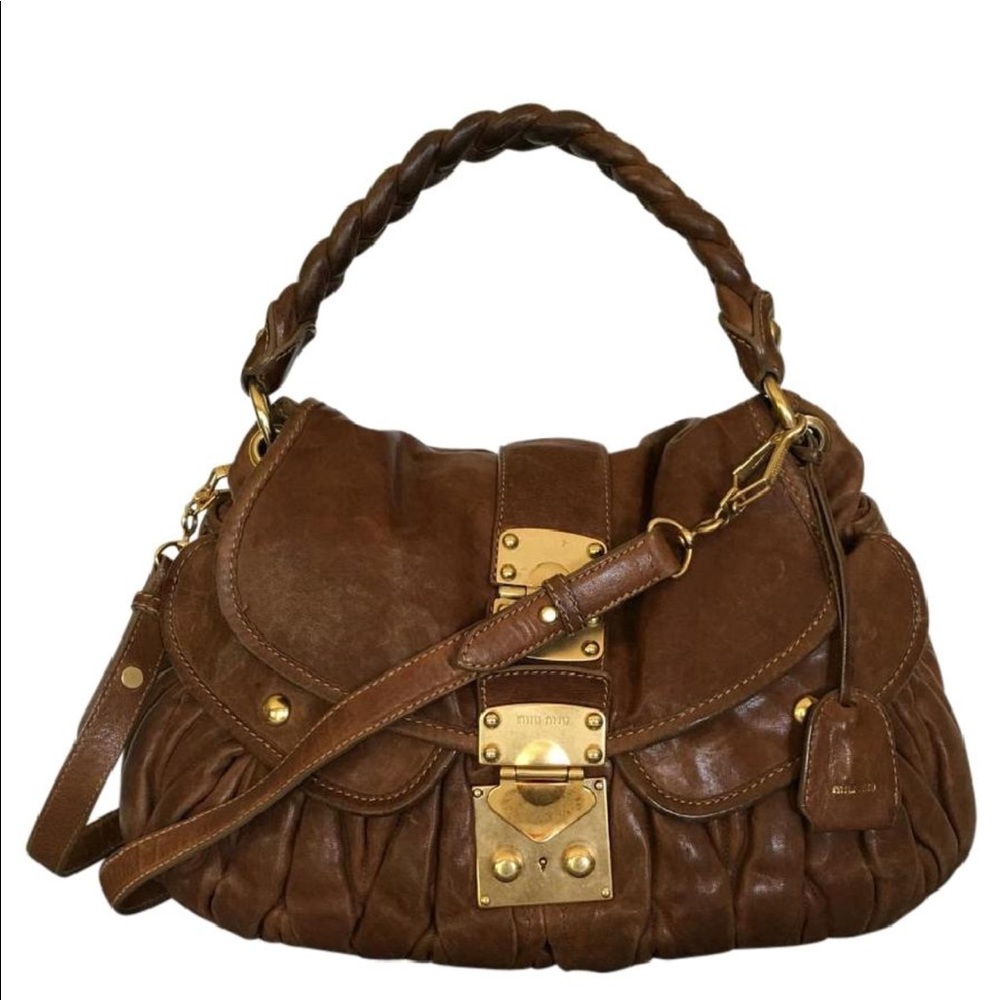 Miu Miu Metalesse Coffer in Brown